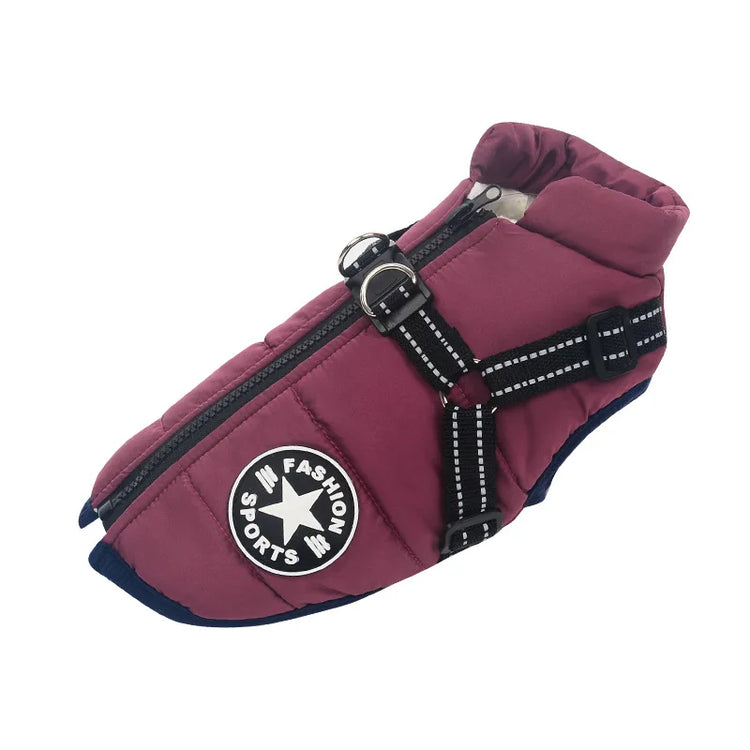 Large Pet Dog Jacket With Harness Winter Warm Dog Clothes For Labrador Waterproof Big Dog Coat Chihuahua French Bulldog Outfits
