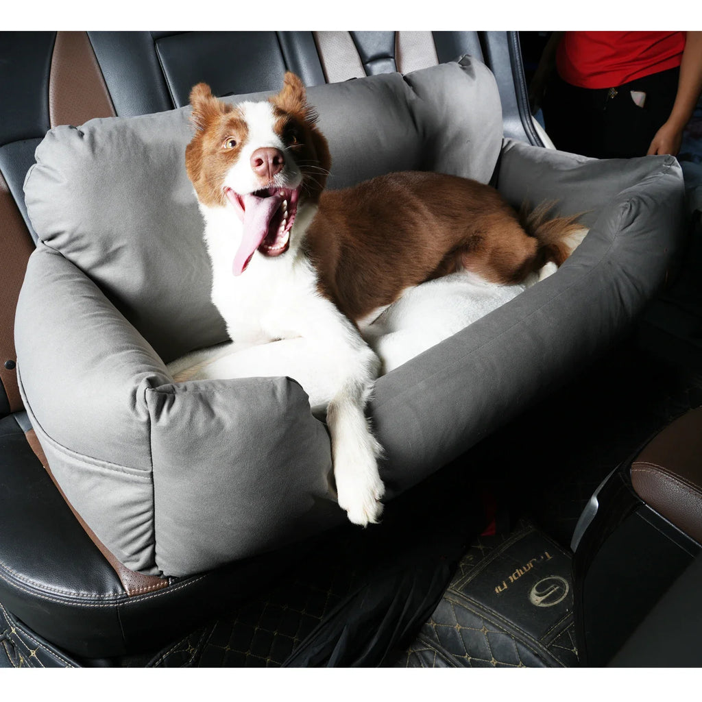 Large Dog Car Seat Carrier – Foldable Pet Travel Bed with Safety Straps & Washable Cover