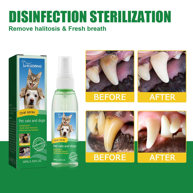 Pet Teeth Cleaning Spray 30ml – Dog & Cat Oral Care, Breath Freshener, Tartar & Stain Remover