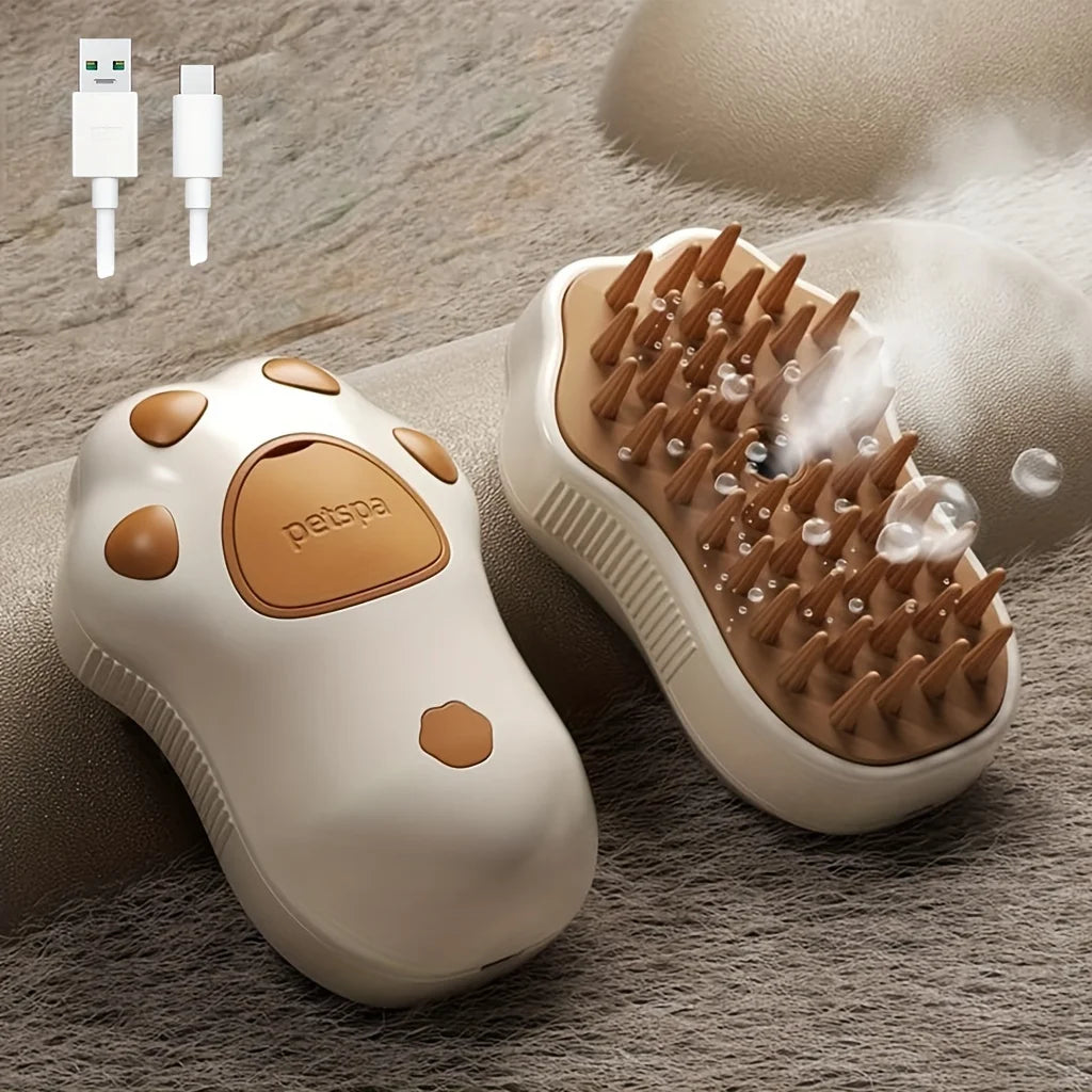 Cat Steam Brush | 3-in-1 Grooming Comb | Pet Hair Cleaner for Cats & Dogs | Silicone Massage Brush
