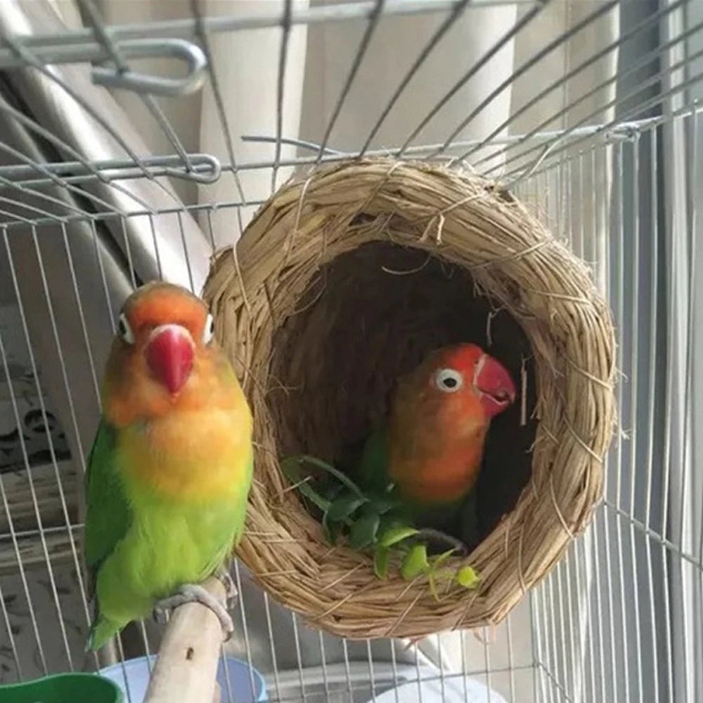 Natural Handmade Straw Bird Nest – Cozy Pigeon & Parrot Nest for Small Pet Birds | Eco-Friendly Cage Accessory (9x12cm)