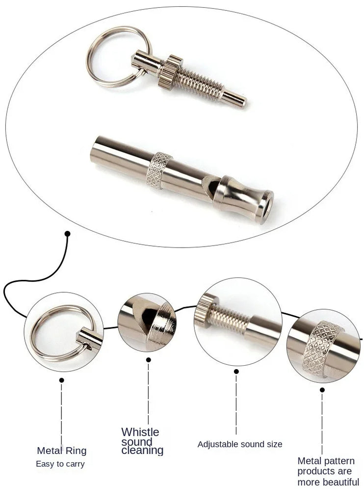 Adjustable Stainless Steel Dog Training Whistle – Stop Barking & Control Aid