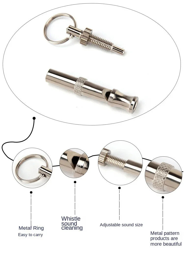 Adjustable Stainless Steel Dog Training Whistle – Stop Barking & Control Aid