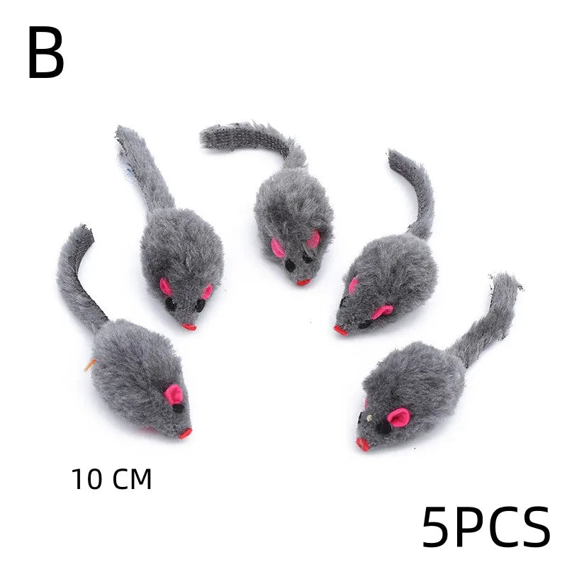 5PCS Plush Simulation Mouse Cat Toys | Pet Teasing Interactive Toys | Colorful Cat Fun Mouse Toys | Gifts | Pet Supplies