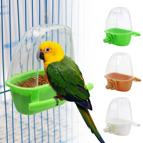 1/2pcs Bird Feeder for Cage | Hanging Bowl Cup with Lid | Parakeet Food Container | Easy-Mount Plastic Feeder | Accessories for Small Pet Birds