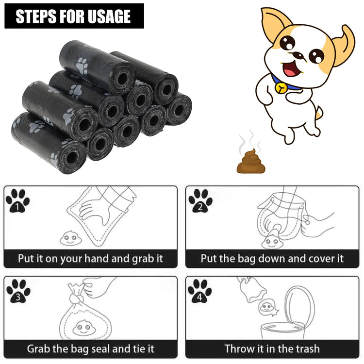 30 Roll Dog Poop Bags Disposable Pet Waste Bags Bone-Shape Divider Design Durable and Biodegradable