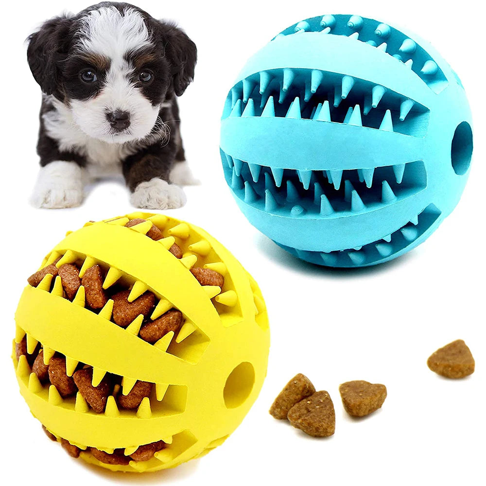 Interactive Rubber Dog Ball Toy – Chew, Clean Teeth & Snack Dispenser