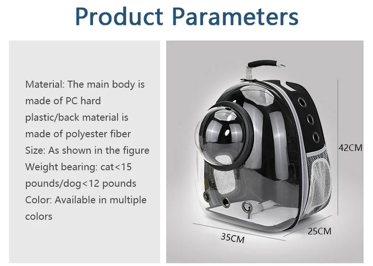 Cat Carrier Bag | Outdoor Pet Shoulder Bag | Carriers Backpack | Breathable Portable Travel Transparent Bag | For Small Dogs Cats