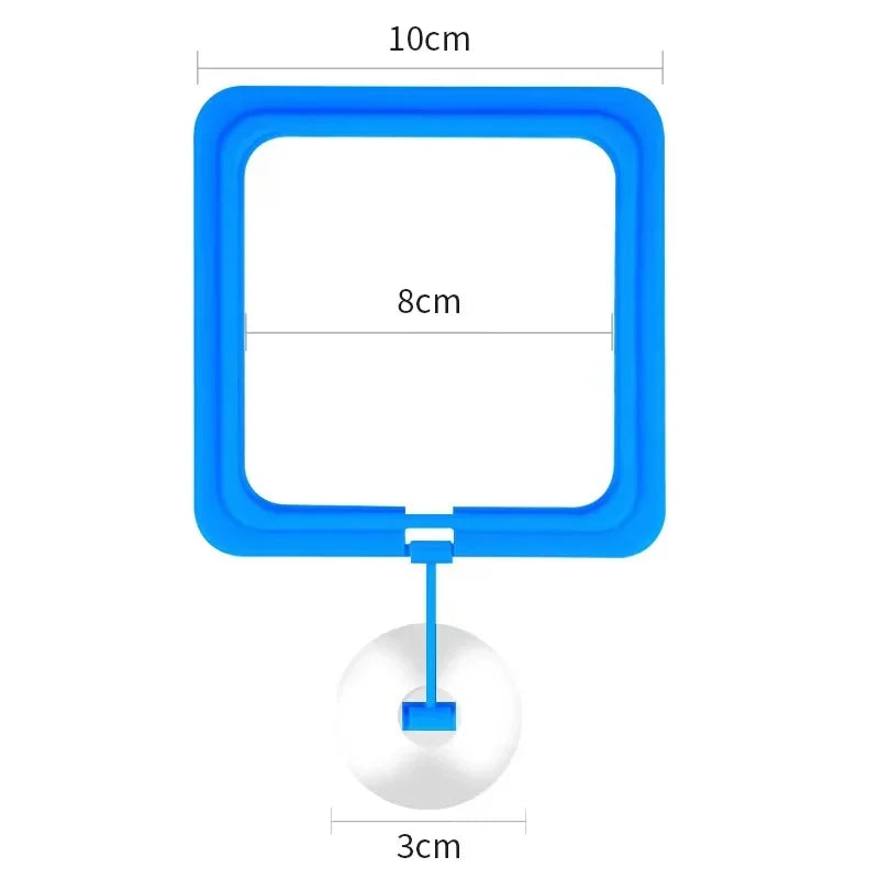 Aquarium Feeding Ring Floating Food Tray with Suction Cup – Square Fish Feeder (Black & Blue)