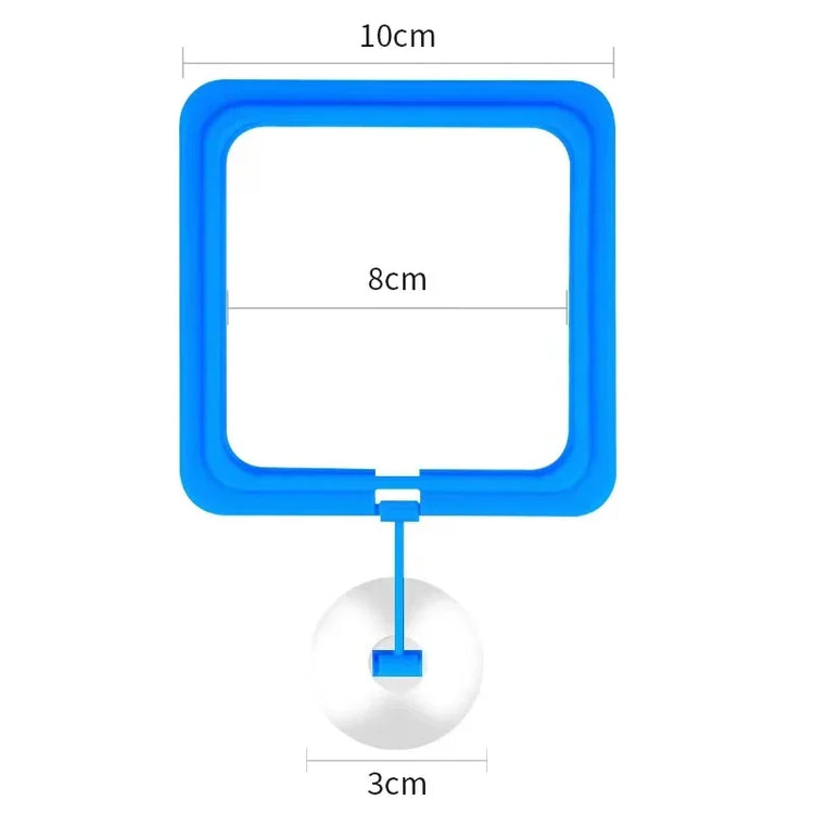 Aquarium Feeding Ring Floating Food Tray with Suction Cup – Square Fish Feeder (Black & Blue)
