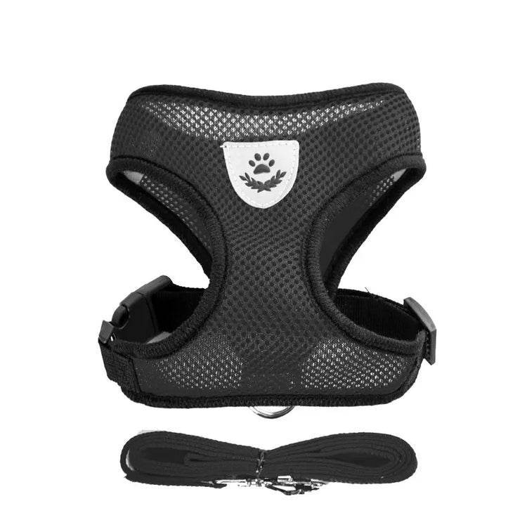Adjustable Nylon Dog Harness with Walking Lead – Comfortable Mesh Vest for Small and Medium Pets