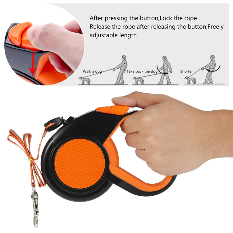 8M Retractable Dog Leash – Heavy Duty with Reflective Tape and Non-Slip Handle