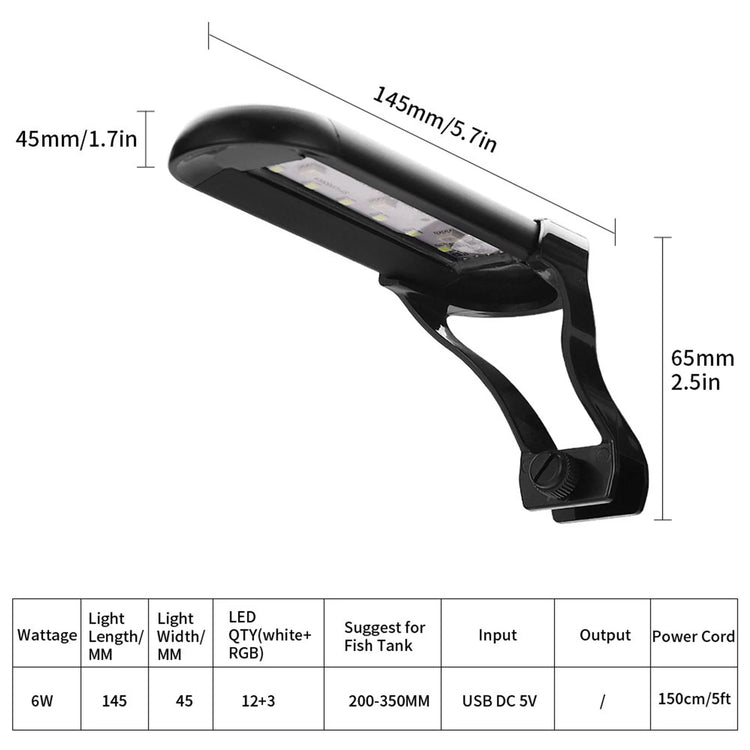 LED Aquarium Light with Timer – Full Spectrum USB Fish Tank Lamp for Aquatic Plants