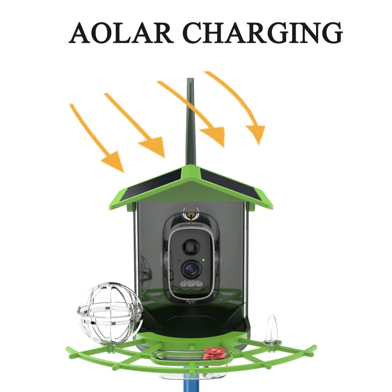 Bird Feeder Camera | 4MP 2K HD Bird Video Capture | Solar Powered WiFi Camera Feeder | Smart Birdwatching Device with Alerts | Outdoor Bird Observation Tool