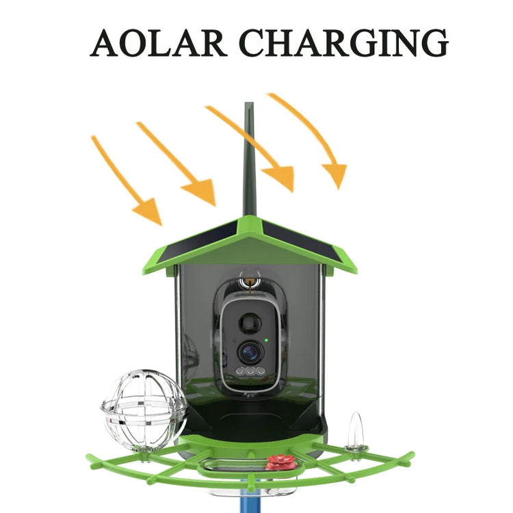 Bird Feeder Camera | 4MP 2K HD Bird Video Capture | Solar Powered WiFi Camera Feeder | Smart Birdwatching Device with Alerts | Outdoor Bird Observation Tool