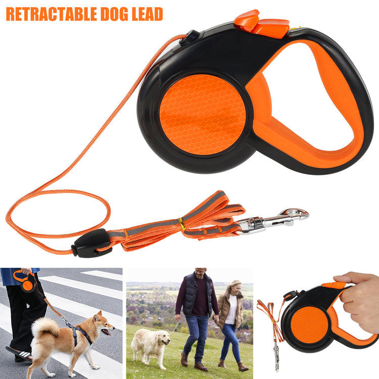 8M Retractable Dog Leash – Heavy Duty with Reflective Tape and Non-Slip Handle
