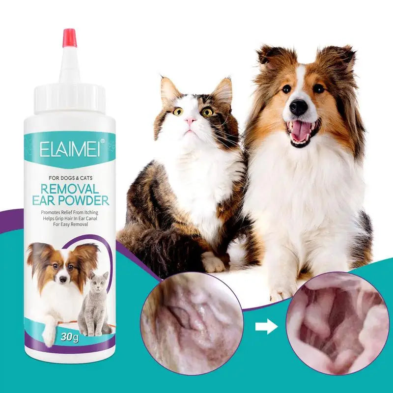 Dog Ear Powder 30G Ear Wash Powder Safe Dog Cleaner for Healthy Ears Odor Removal Pet Accessories Ear Cleaner for Rabbits Cats