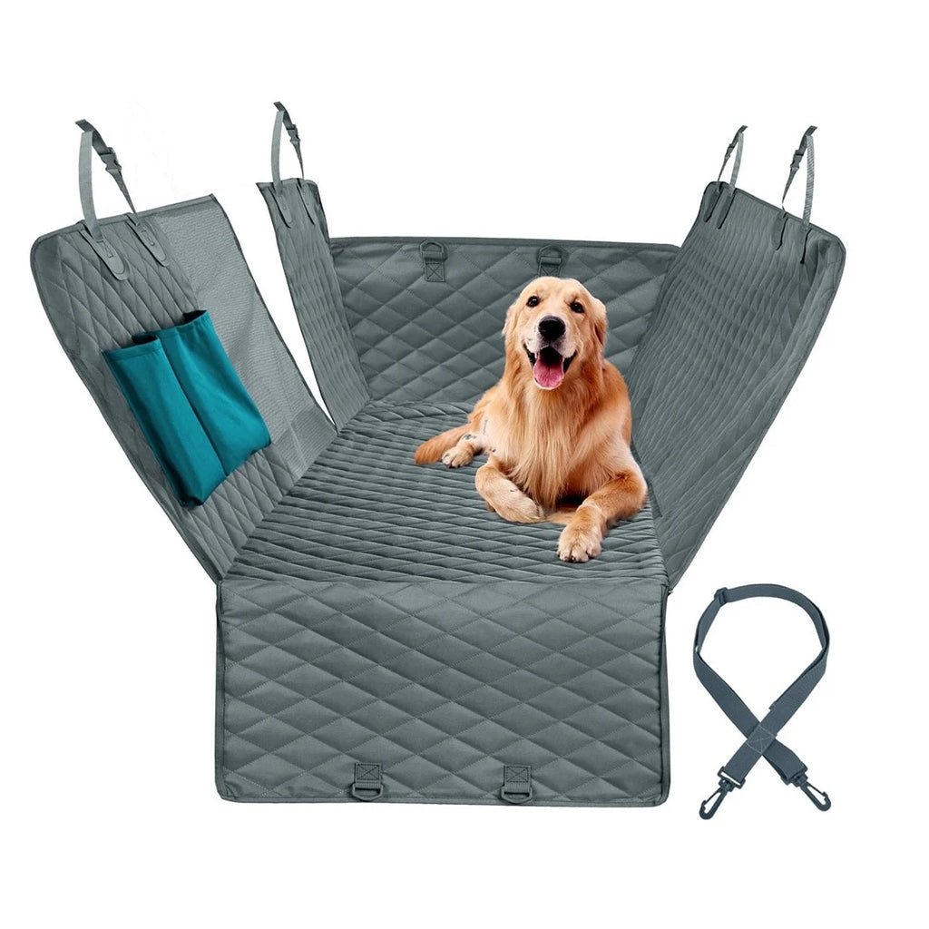 Waterproof Dog Car Seat Cover – Rear Back Hammock Protector with Mesh Window & Safety Belt for Large Dogs, SUVs & Trucks