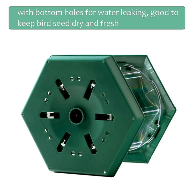 Wild Bird Feeder | Hanging Hexagonal Roof Pavilion | Semi-Automatic Garden Decoration | 1PCS