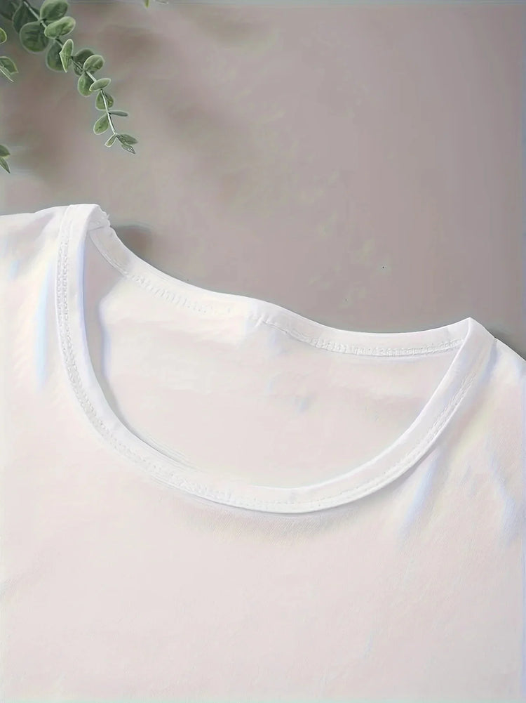 Cat Print T-shirt | Short Sleeve | Crew Neck | Casual Top- Summer & Spring | Women's Clothing