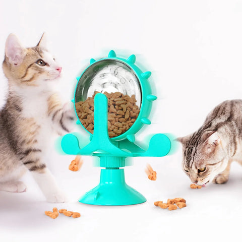Cat Toy Treat Dispenser | Bell & Rotating Wheel | Interactive Slow Feeder | Kitten Puppy IQ Toy | Small Dog Pet Accessories