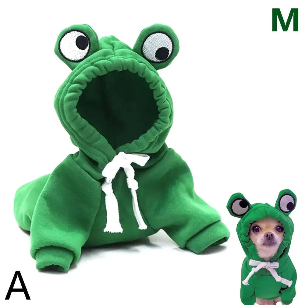 Cute Frog Dog Clothes For Small Dogs Hoodies Warm Fleece Pet Clothing Puppy Cat Costume Coat For Puppy Small Medium Dogs Ca Q6O1