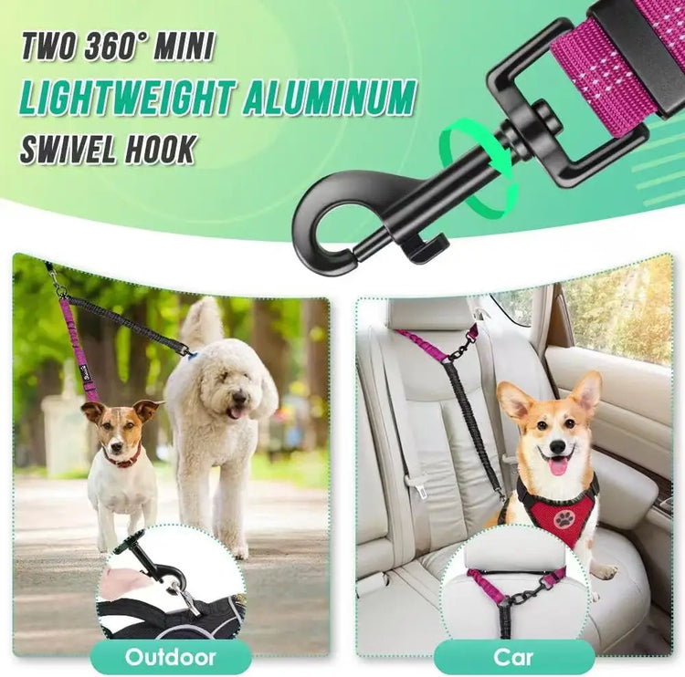 GOYN Upgraded Double Dog Leash with Shock Absorbing Bungee – Adjustable, Tangle-Free & Reflective