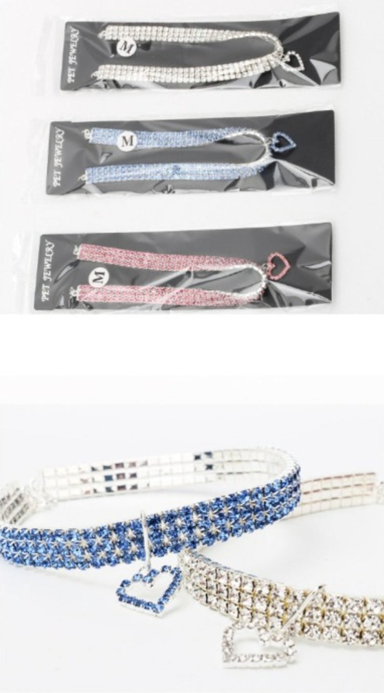 New Cat Dog Collar | Three Row Elastic Rhinestone Pet Collars | Love Decoration Necklace | Puppy Kitten Ornament | Pets Supplies