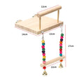 Bird Swing Toy | Wooden Parrot Perch Stand with Chewing Beads | Cage Playground for Budgie Birds