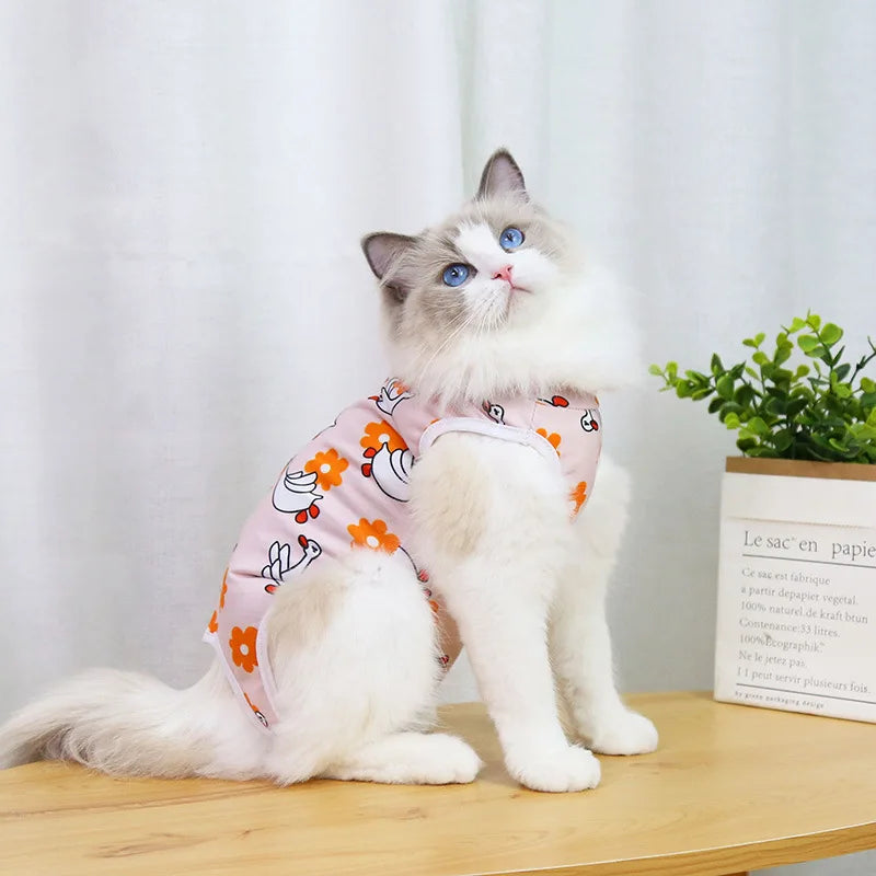 Post-Surgery Sterilization Suit for Female Cats | Anti-Licking Recovery Vest | Weaning Suit