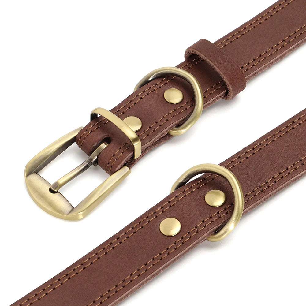 Durable Real Leather Dog Collar – Adjustable & Heavy-Duty for Medium to Large Dogs