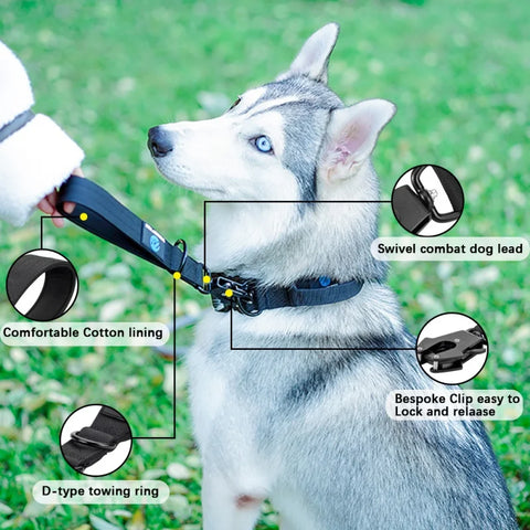 Short Padded Traffic Lead for Dogs – Heavy-Duty Nylon Leash with Quick Release Clip