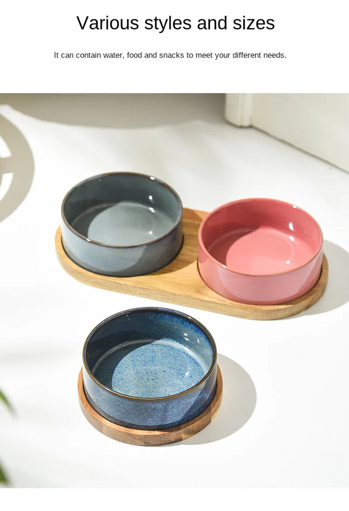 Cat Bowl | Cat Food Bowl | Ceramic Pet Food & Water Feeder | For Small & Medium-Sized Dogs | Spine Protection | Rollover Prevention