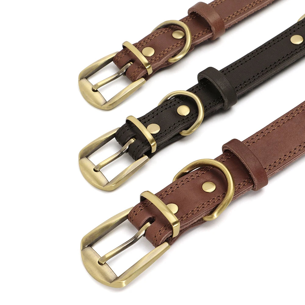 Durable Real Leather Dog Collar – Adjustable & Heavy-Duty for Medium to Large Dogs