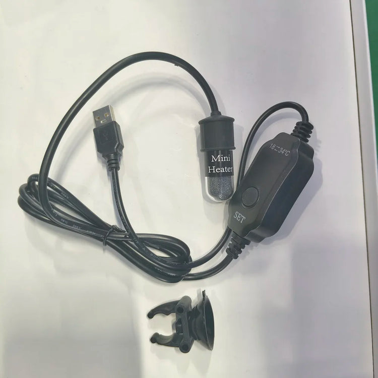 USB Mini Aquarium Heater – Adjustable 18–34°C, Submersible 10W Heating Rod for Small Fish Tanks (2L)