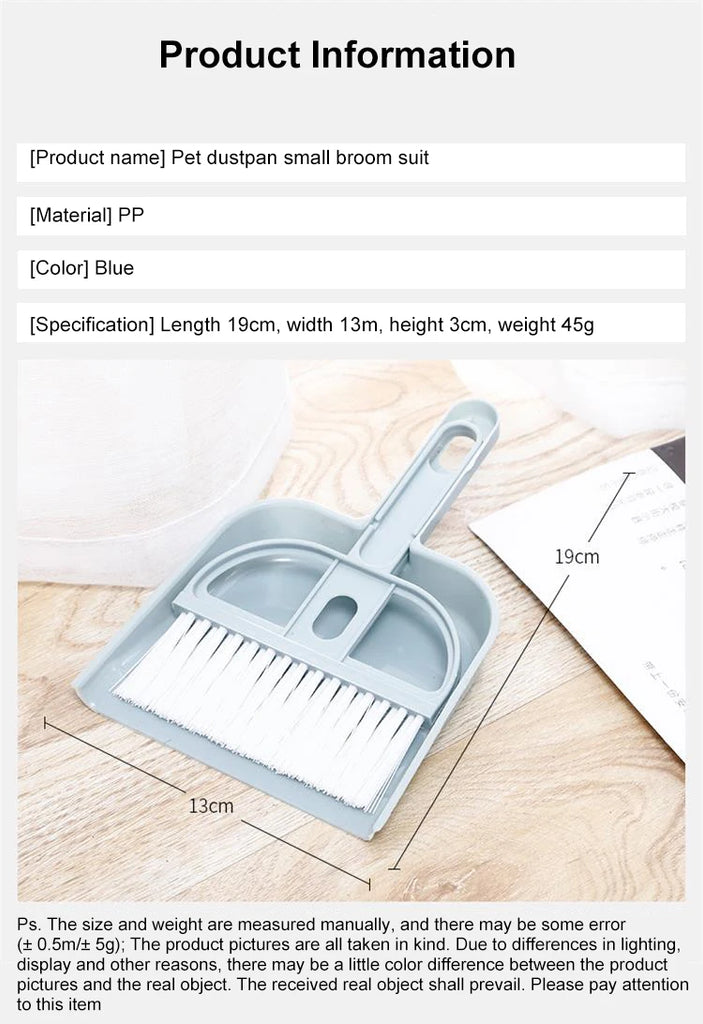 Blue Mini Desktop Cleaning Brush | Pet Mini Broom Set | Dog/Cat Cleaning & Disinfection | Household Cleaning Products