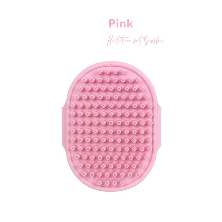 Cat Grooming Comb | Dog Bath Brush - Pet Grooming Shedding Soothing Massage | Rubber Bristles Comb with Adjustable Ring Handle