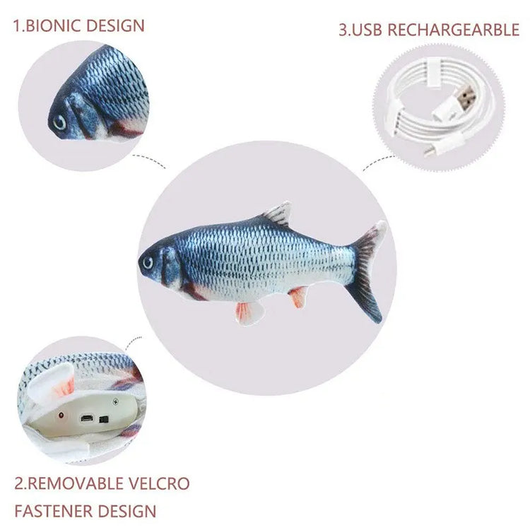 Cat/Dog Toy – USB Charging Electric Floppy Fish | Simulation Interactive Pet Chew Toy | Teeth Grinding & Training Play Toy