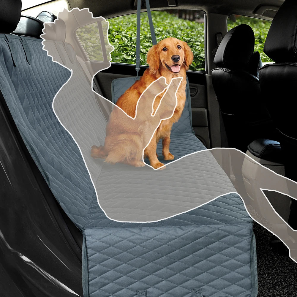 Waterproof Dog Car Seat Cover – Rear Back Hammock Protector with Mesh Window & Safety Belt for Large Dogs, SUVs & Trucks