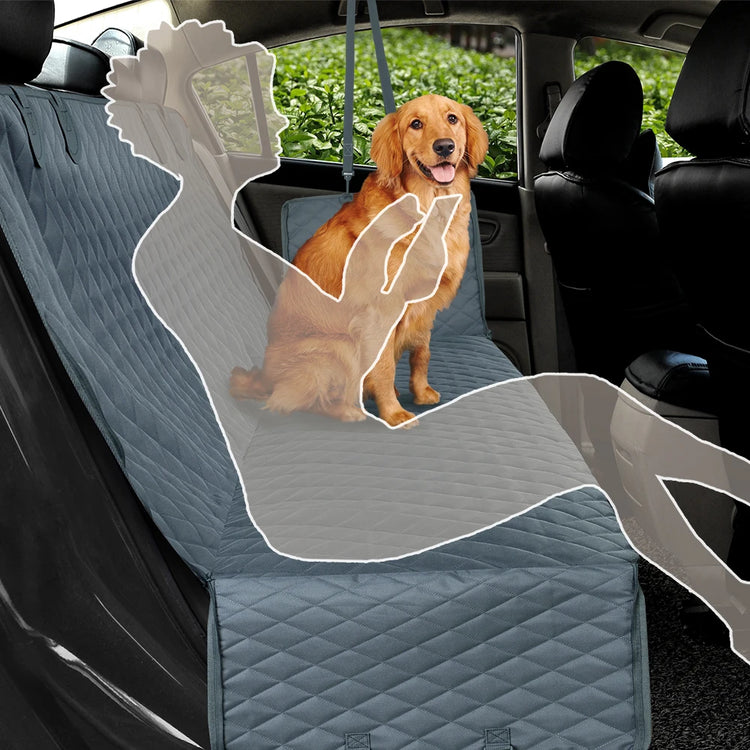 Waterproof Dog Car Seat Cover – Rear Back Hammock Protector with Mesh Window & Safety Belt for Large Dogs, SUVs & Trucks