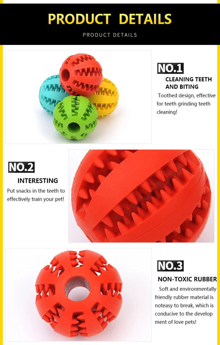 Interactive Rubber Dog Ball Toy – Chew, Clean Teeth & Snack Dispenser