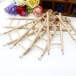 Wooden Bird Climbing Ladder Toy | DIY Parrot Cage Accessory with Hooks | Natural Wood Play Ladder for Birds & Hamsters