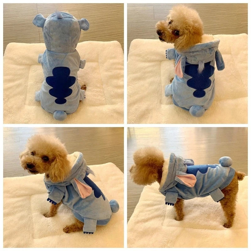 Autumn Winter | Cartoon Pet Clothing | Stitch Same Style | Cat/Dog Clothing | Two-Leg Pet Transformation Outfit | Warm Cotton Clothes