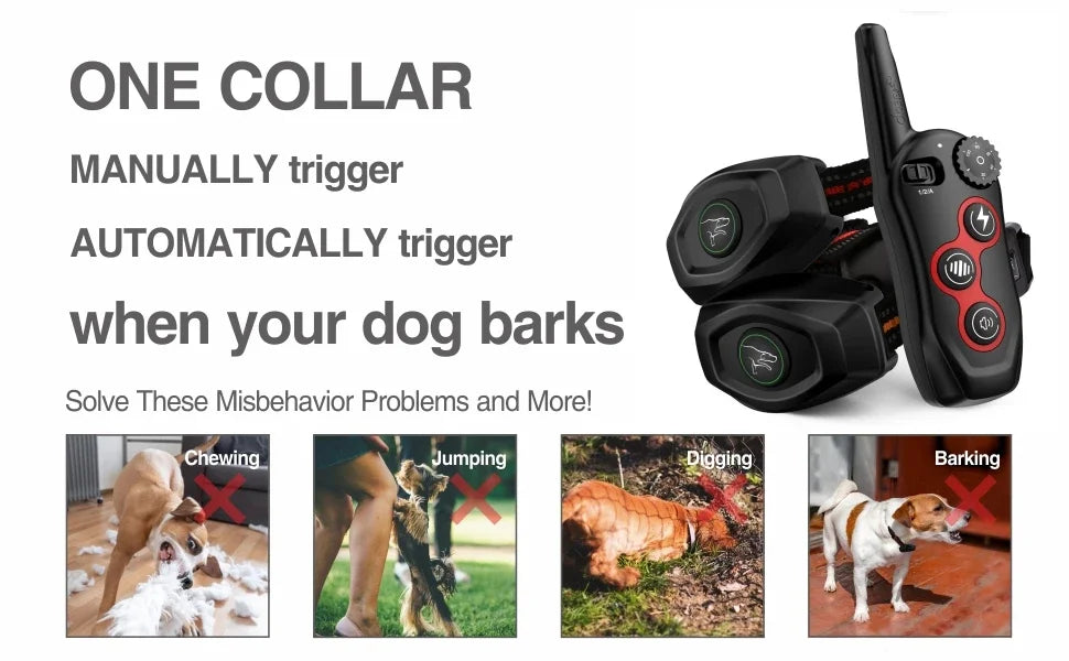 2-in-1 Dog Training & Anti-Bark Collar – Remote Control Shock Collar with Beep, Vibration & Static Modes