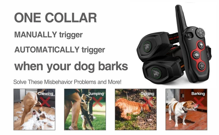2-in-1 Dog Training & Anti-Bark Collar – Remote Control Shock Collar with Beep, Vibration & Static Modes