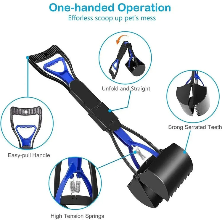Pet Pooper Scooper with Long Handle – Portable Waste Picker for Dogs and Cats
