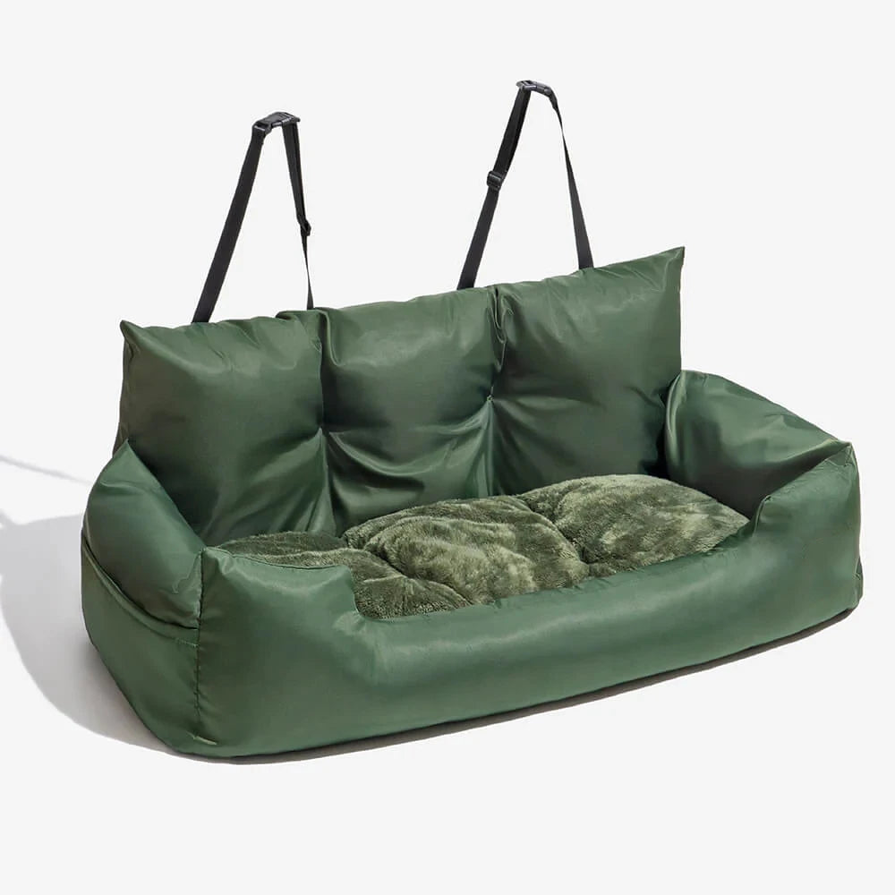 Large Dog Car Seat Carrier – Foldable Pet Travel Bed with Safety Straps & Washable Cover
