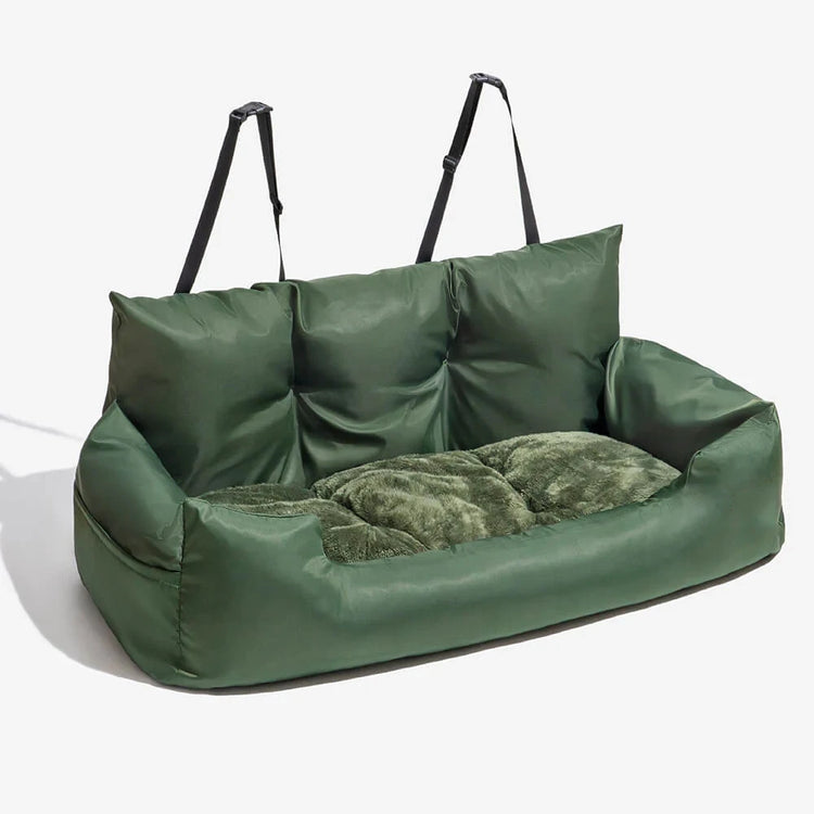 Large Dog Car Seat Carrier – Foldable Pet Travel Bed with Safety Straps & Washable Cover