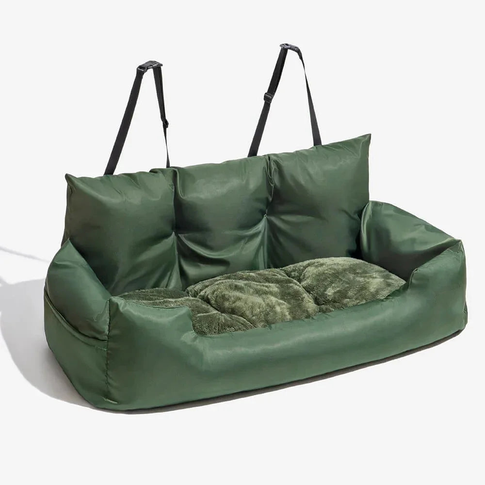 Large Dog Car Seat Carrier – Foldable Pet Travel Bed with Safety Straps & Washable Cover