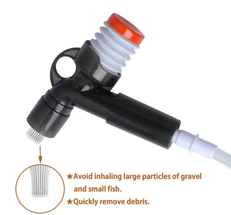 Press-Type Aquarium Water Change Pump with Gravel Cleaner & Glass Scraper
